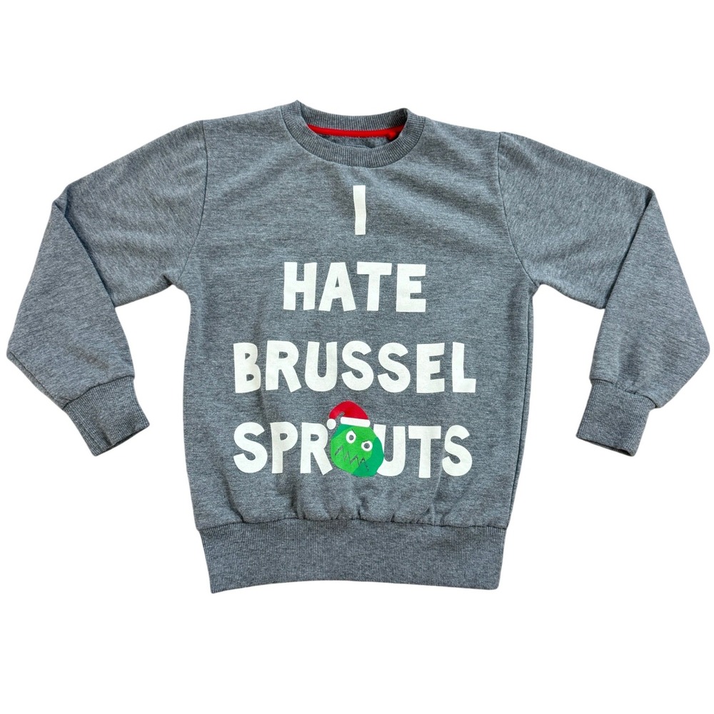 Matalan Kids Gray I Hate Brussel Sprouts Christmas Sweatshirt Age 8-9 Years